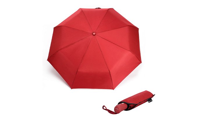 Mini parapluie pliant résistant au vent, rouge, ultra compact, ultra léger