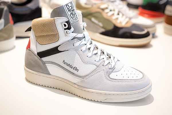Sneakers pour homme PANTOFOLA D'ORO montante blanche empiècements gris beige