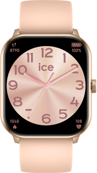 Ice smart one d'Ice-Watch, modèle montre connectée adulte femme finitions dorées bracelet silicone rose nude 99 euros