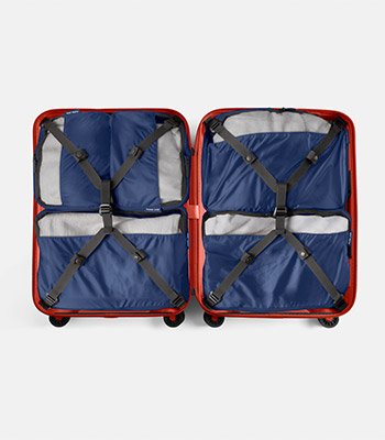 DOT DROPS_valise-rigide-rouge aménagement intérieur avec pochettes